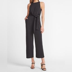 Express High Neck Tie Front Culotte Jumpsuit Black Size Small